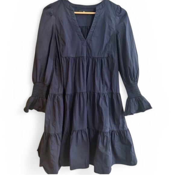 POMANDER PLACE by TUCKERNUCK Women's Cotton Poplin Kenzo Mini Dress in Navy (S) - Picture 2 of 8